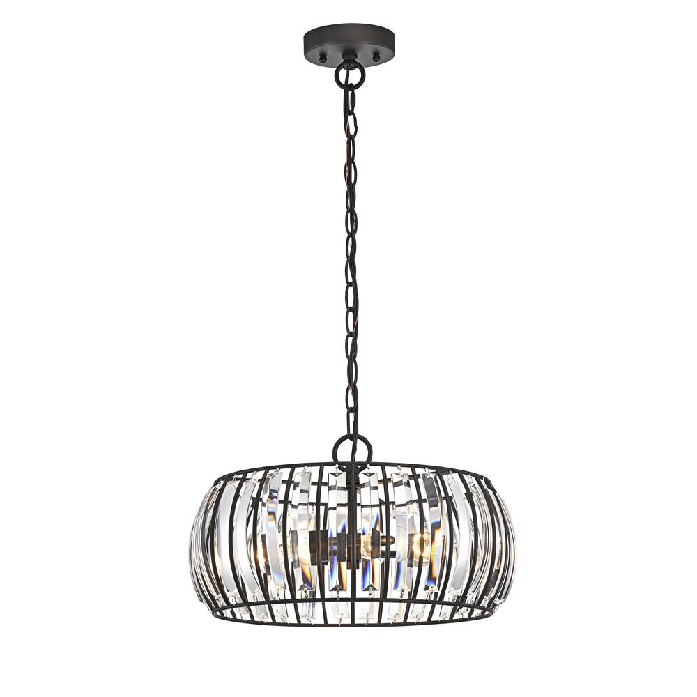 CHLOE Lighting KENNEDY Transitional 3 Light Rubbed Bronze Ceiling Pendant Fixture 14" Width