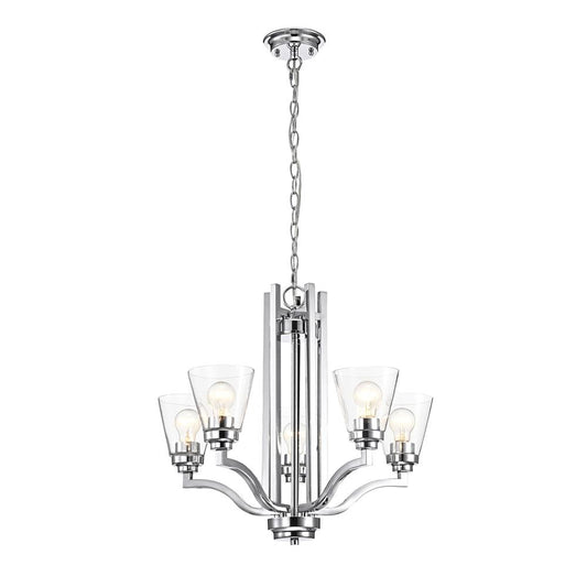 CHLOE Lighting KAYLA Transitional 5 Light Chrome Chandelier Fixture 24" Width