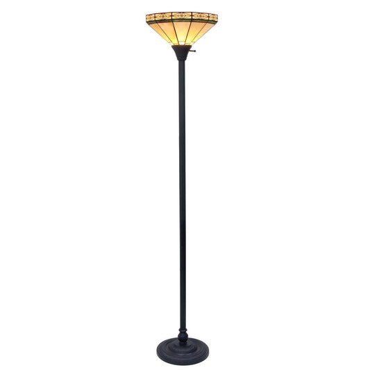 CHLOE Lighting BELLE Tiffany-style Mission Blackish Bronze 1 Light Torchiere Lamp 14" Shade