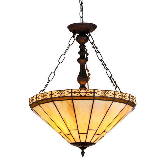 BELLE Tiffany-style 2 Light Mission Inverted Ceiling Pendant Fixture 18" Shade