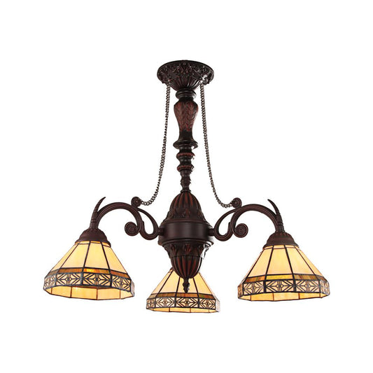 CHLOE Lighting BELLE Mission Tiffany-style Blackish Bronze 3 Light Mini Chandelier 21" Wide