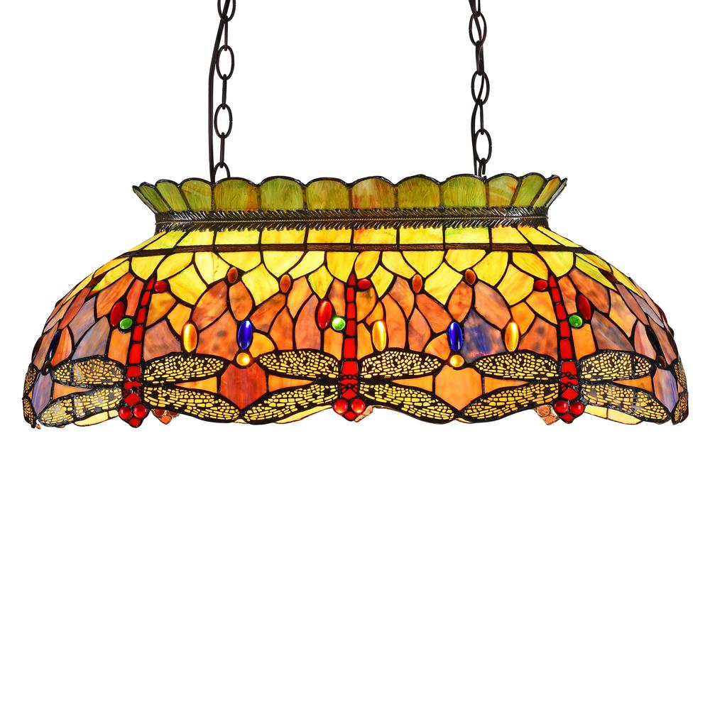 ANISOPTERA PURITY Tiffany-style Dragonfly 3 Light Ceiling Pendant 28" Wide