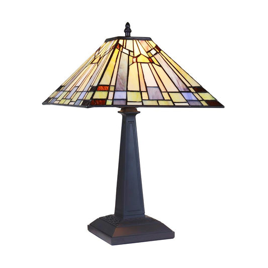 CHLOE Lighting KINSEY Mission Tiffany-Style Blackish Bronze 1 Light Table Lamp 12" Wide