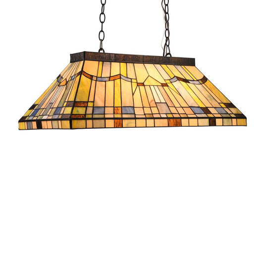 CHLOE Lighting KINSEY Tiffany-style Blackish Bronze 3 light Mission Island Fixture 28" Wide