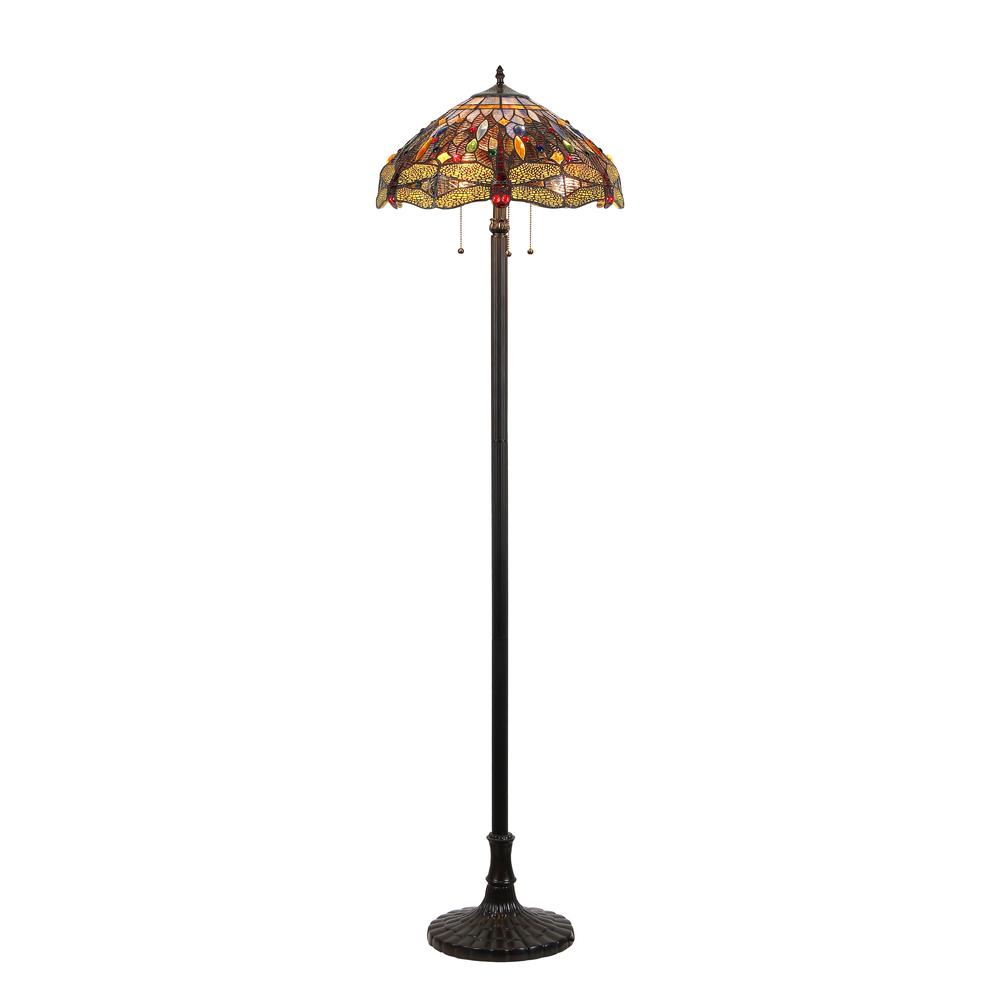 DRAGAN Tiffany-style 3 Light Dragonfly Floor Lamp 18" Shade