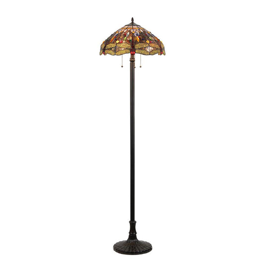 DRAGAN Tiffany-style 3 Light Dragonfly Floor Lamp 18" Shade