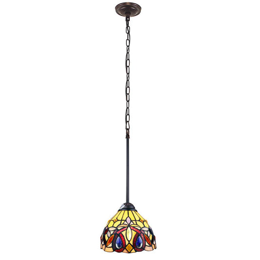 CHLOE Lighting SERENITY Victorian Tiffany-style Dark Bronze 1 Light Mini-Pendant 8" Wide