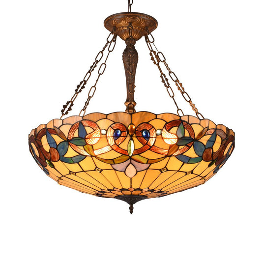 CHLOE Lighting SERENITY Tiffany-style Dark Antique Bronze 4 light Victorian Ceiling Pendant 28" Wide