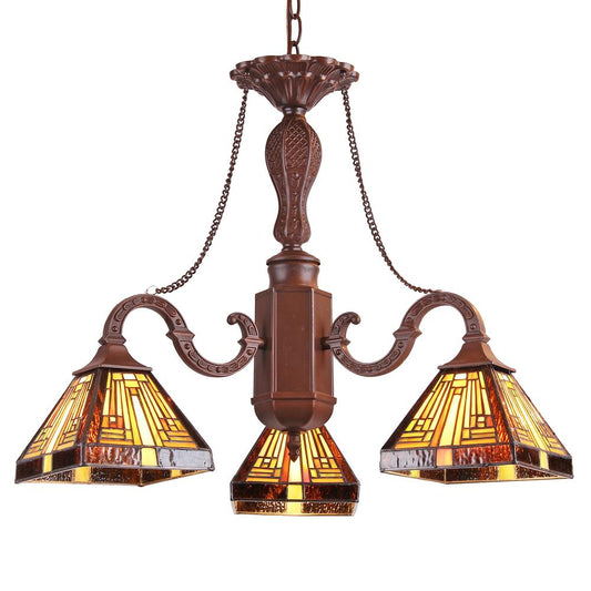 INNES Tiffany-style Mission 3 Light Mini Chandelier 23" Wide