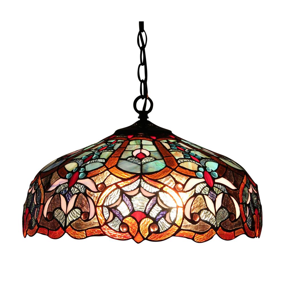 SADIE Tiffany-style 2 Light Victorian Ceiling Pendant Fixture 18" Shade