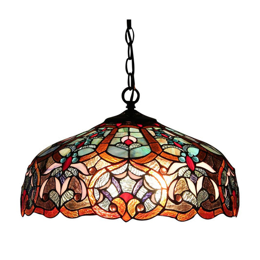 SADIE Tiffany-style 2 Light Victorian Ceiling Pendant Fixture 18" Shade