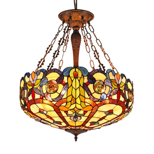 HALINA Tiffany-style 4 Light Inverted Ceiling Pendant 24" Shade