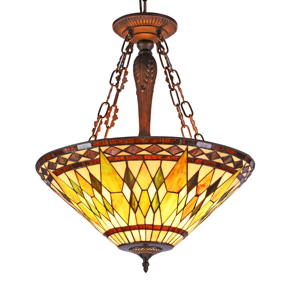 AIKEN Tiffany-style 3 Light Inverted Ceiling Pendant 20" Shade