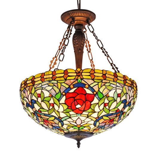 MYRTLE Tiffany-style 3 Light Inverted Ceiling Pendant 20" Shade