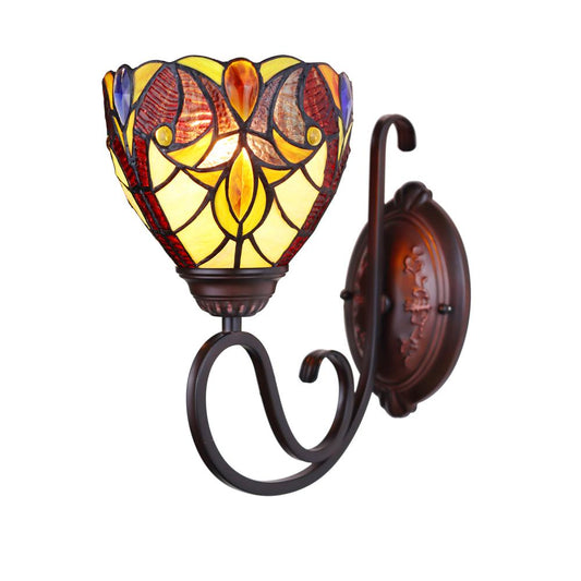 CHLOE Lighting ADIA Victorian Tiffany-Syle Dark Bronze 1 Light Wall Sconce 6" Wide