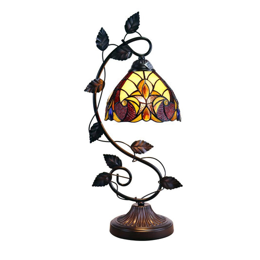 CHLOE Lighting ADIA Victorian Tiffany-Syle Dark Bronze 1 Light Accent Table Lamp 8" Wide