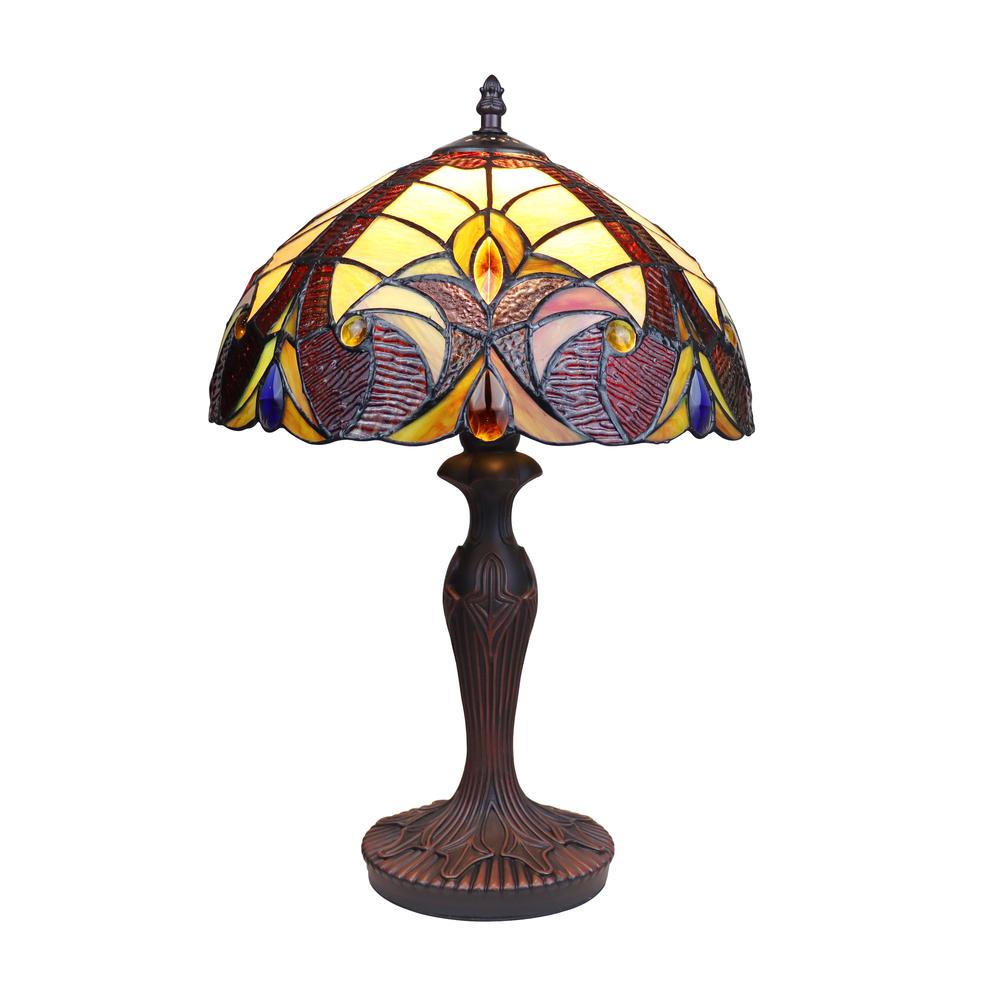 CHLOE Lighting ADIA Tiffany-Style Dark Bronze 1-Light Victorian Accent Table Lamp 12" Shade