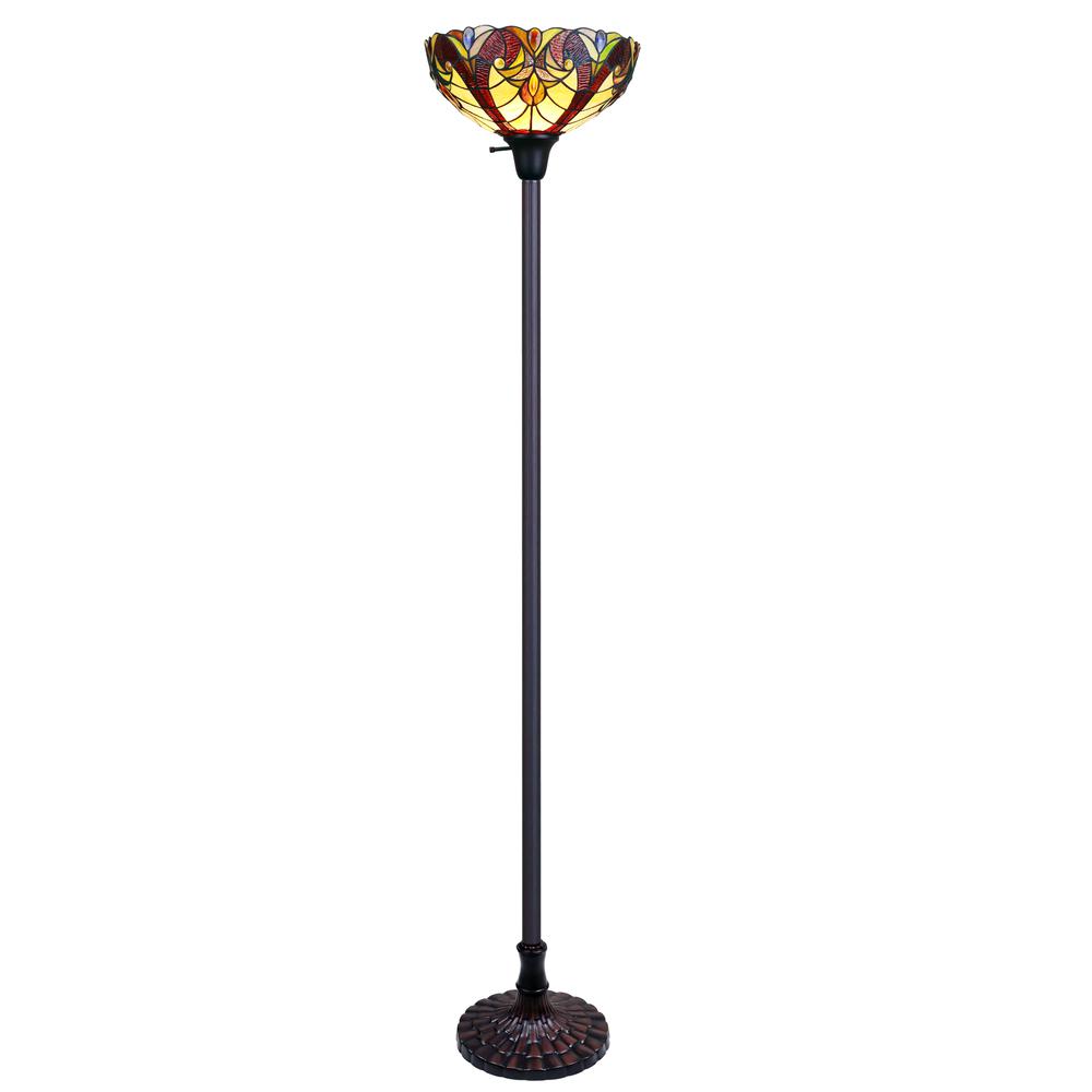 CHLOE Lighting ADIA Tiffany-Style Dark Bronze 1-Light Victorian Torchiere Floor Lamp 14" Shade