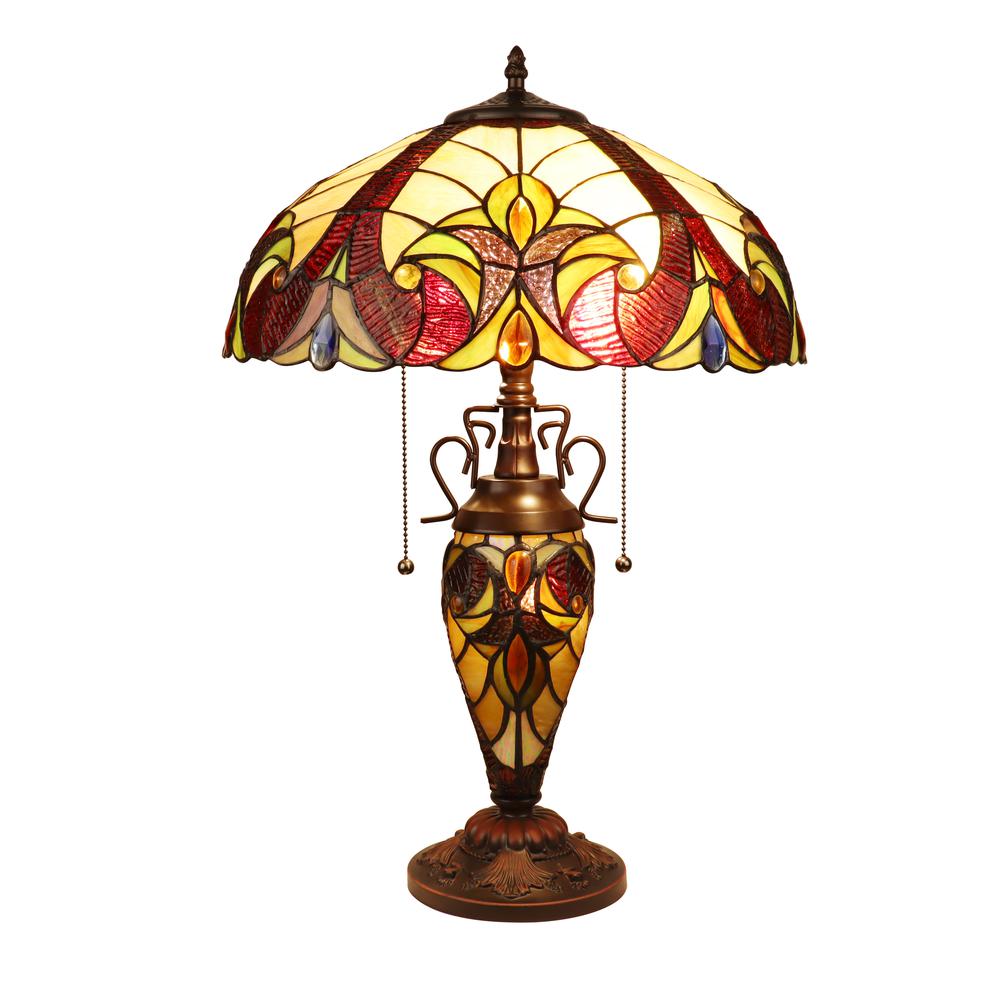 CHLOE Lighting ADIA Victorian-Style Dark Bronze 3 Light Double Lit Table Lamp 16" Wide