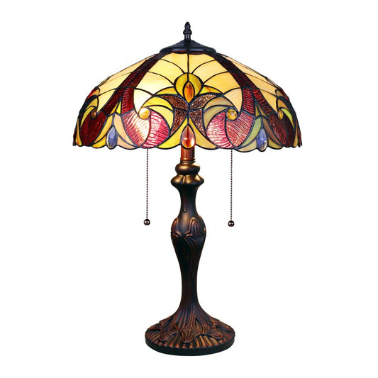 CHLOE Lighting ADIA Victorian Tiffany-Syle Dark Bronze 2 Light Table Lamp 16" Wide