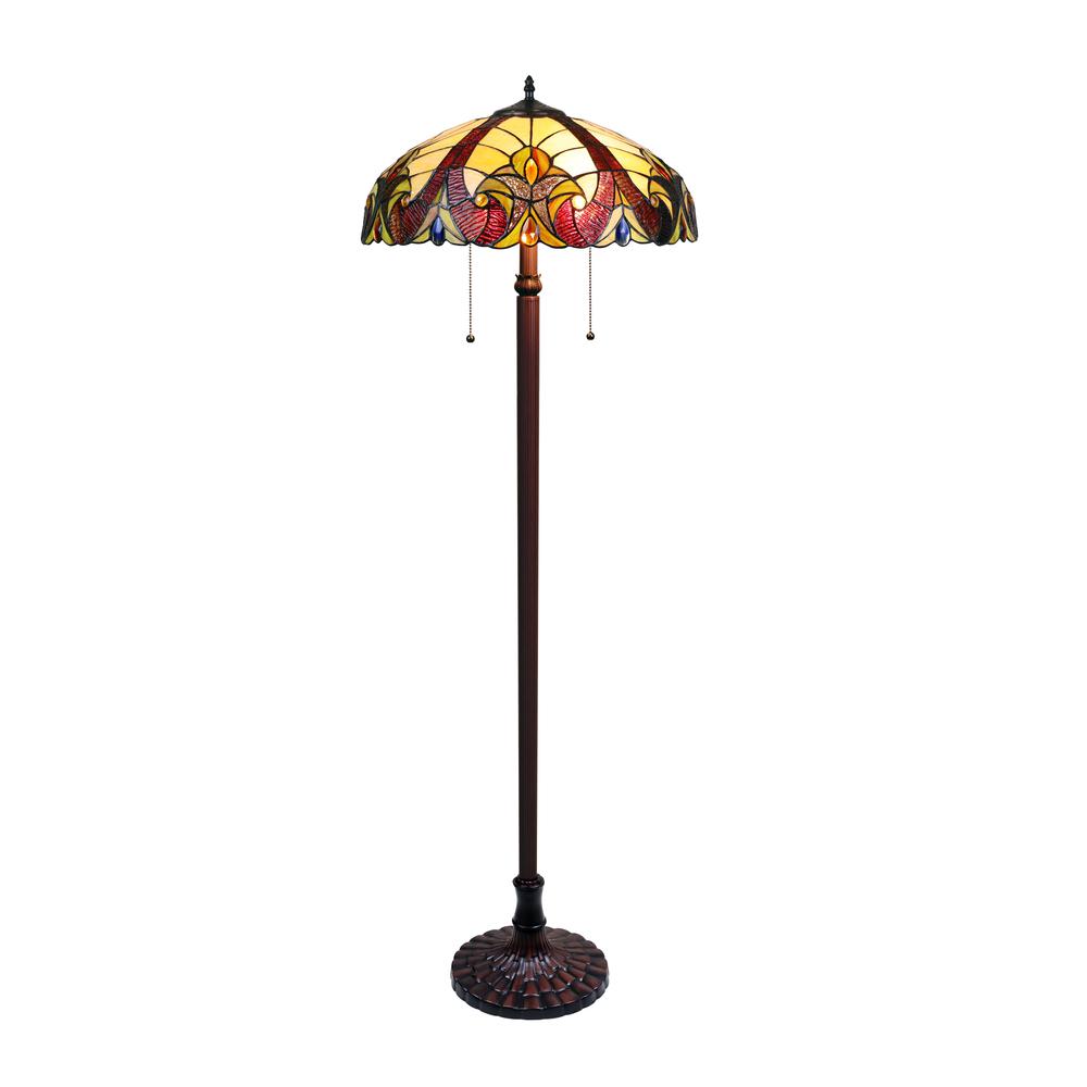 CHLOE Lighting ADIA Tiffany-Style Dark Bronze 2-Light Victorian Floor Lamp 18" Shade