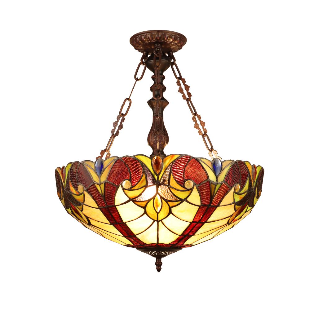 CHLOE Lighting ADIA Victorian-Style Dark Bronze 2 Light Inverted Ceiling Pendant 18" Wide