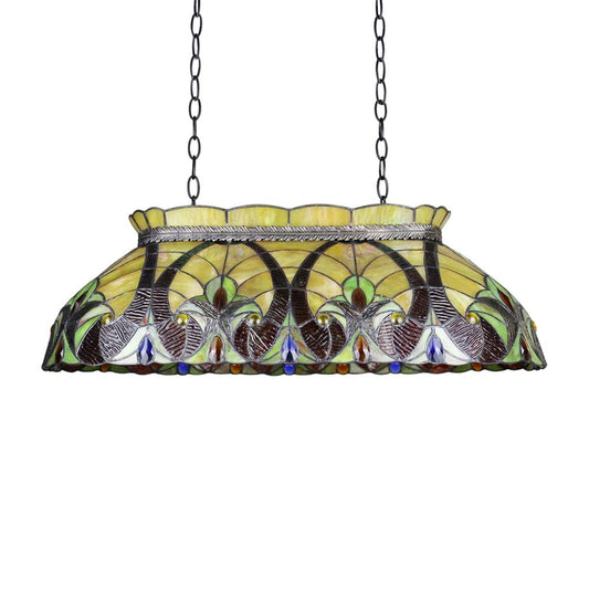 CHLOE Lighting ADIA Victorian Tiffany-Style Dark Bronze 3 Light Island Pendant 28" Wide