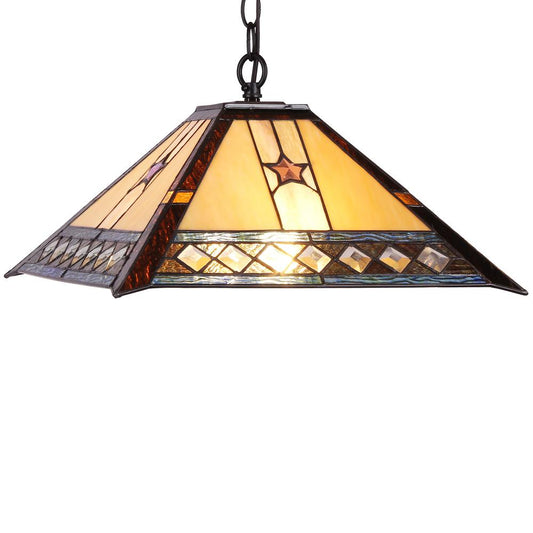 TRISTAN Tiffany-style 2 Light Mission Hanging Pendant Fixture 16" Shade