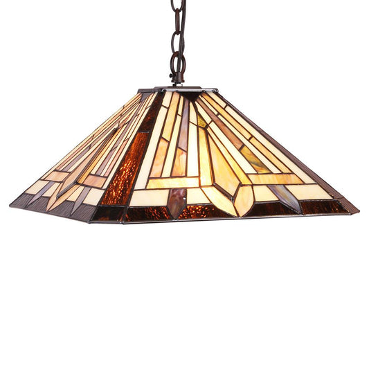 DENTON Tiffany-style 2 Light Mission Hanging Pendant Fixture 16" Shade