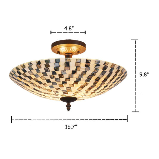 CALDER Mosaic 2 Light Semi-flush Ceiling Fixture 16" Shade