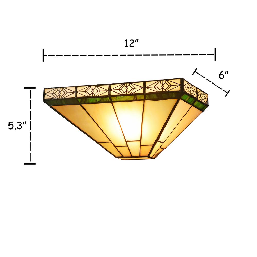 THEROS Tiffany-style 1 Light Mission Indoor Wall Sconce 12" Wide