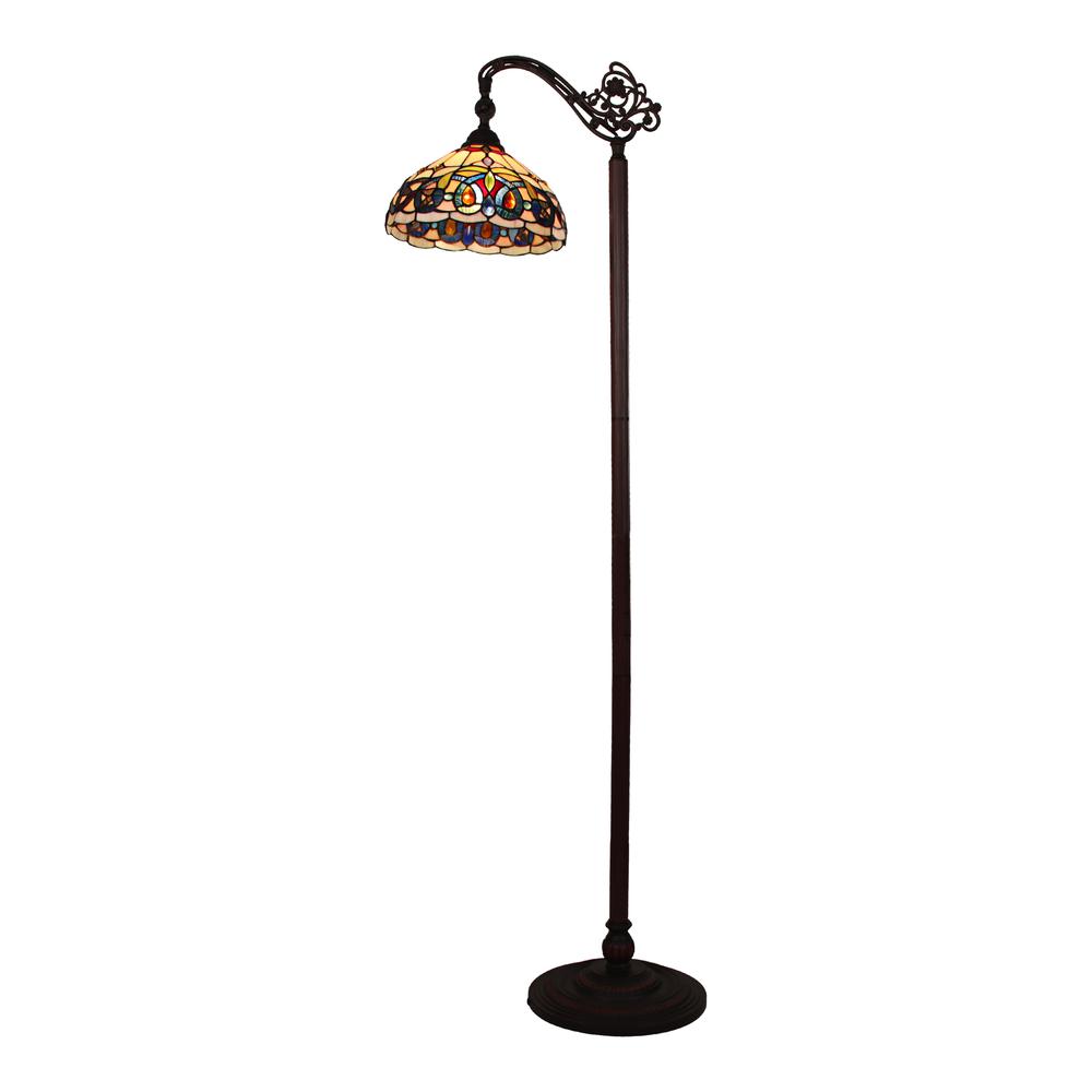 CHLOE Lighting SERENITY Victorian Tiffany-style Dark Bronze 1 Light Reading Floor Lamp 11" Wide