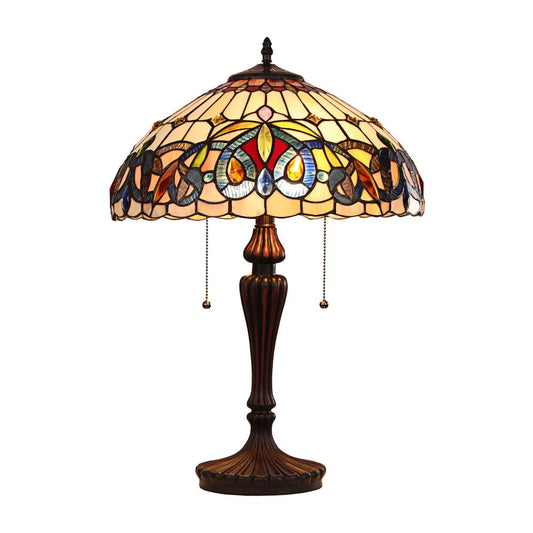 CHLOE Lighting SERENITY Victorian Tiffany-style Dark Bronze 2 Light Table Lamp 16" Wide