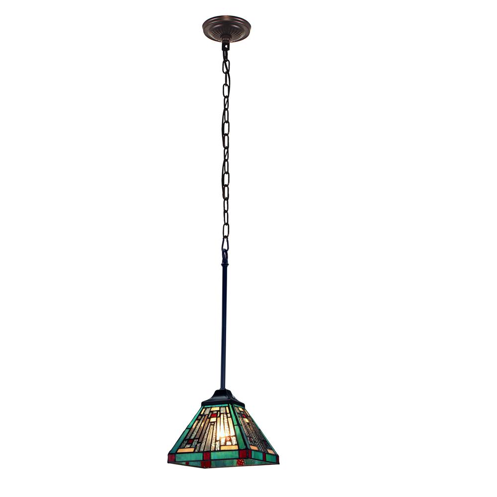 CHLOE Lighting INNES Tiffany-style Dark Bronze 1 Light Mini Pendant 8" Wide