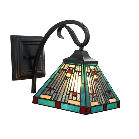 CHLOE Lighting INNES Mission Tiffany-style Blackish Bronze 1 Light Wall Sconce 8" Wide