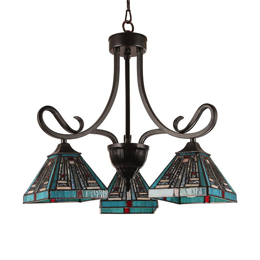 CHLOE Lighting INNES Mission Tiffany-style Blackish Bronze 3 Light Mini Chandelier 22" Wide