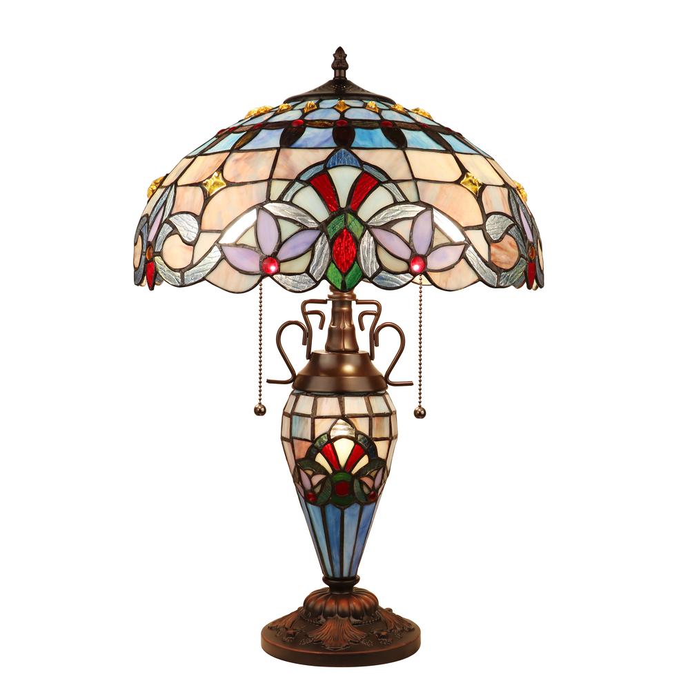 CHLOE Lighting GRENVILLE Victorian-Style Dark Bronze 3 Light Double Lit Table Lamp 16" Wide