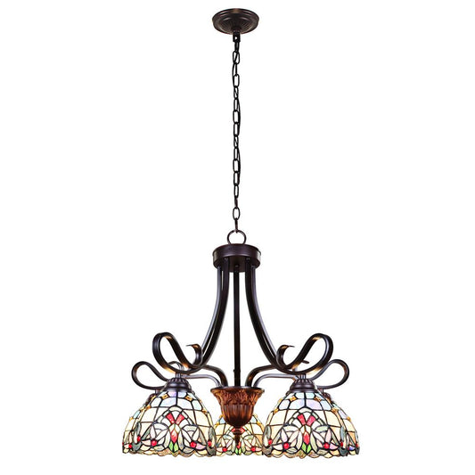 CHLOE Lighting GRENVILLE Victorian Tiffany-Style Dark Bronze 5 Light Chandelier 25" Wide