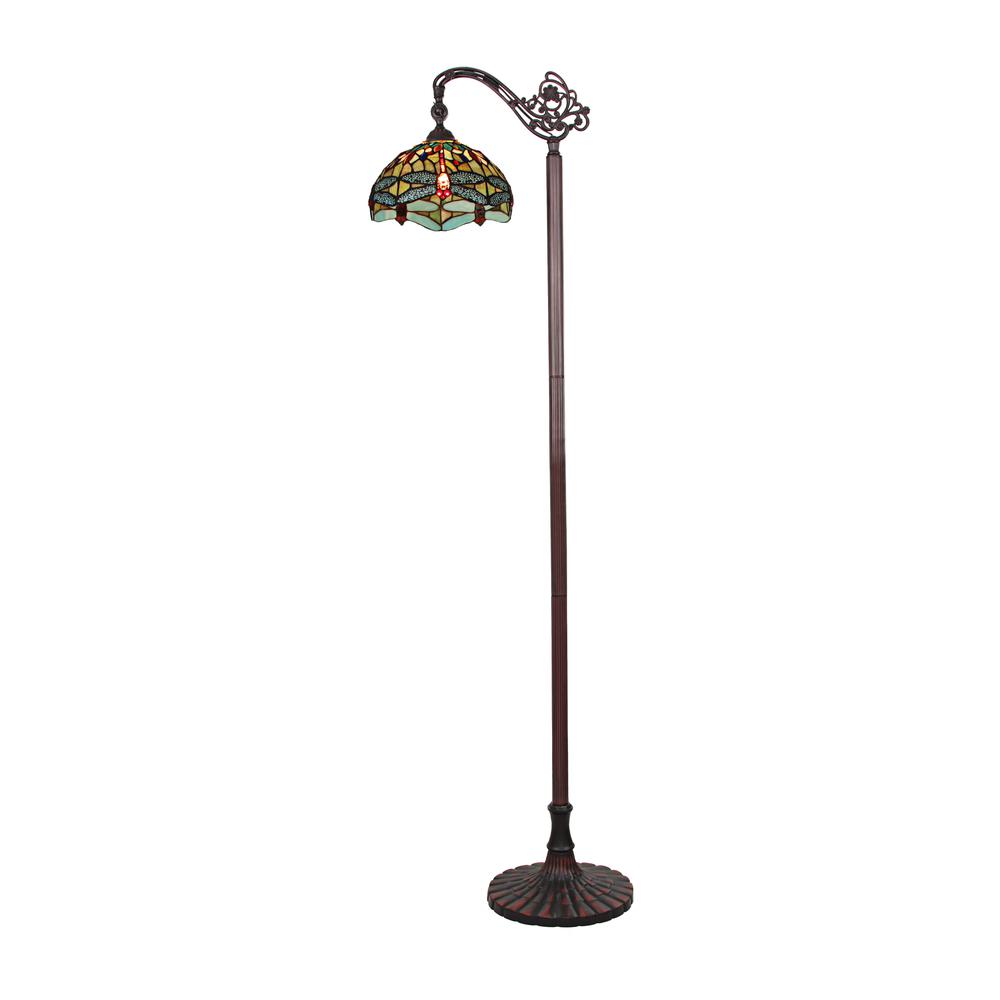 CHLOE Lighting EMPRESS Dragonfly Tiffany-style Dark Bronze 1 Light Reading Floor Lamp 11 " Wide