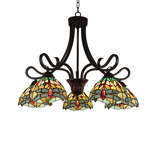 CHLOE Lighting EMPRESS Dragonfly Tiffany-style Dark Bronze 5 Light Large Chandelier 27 " Wide