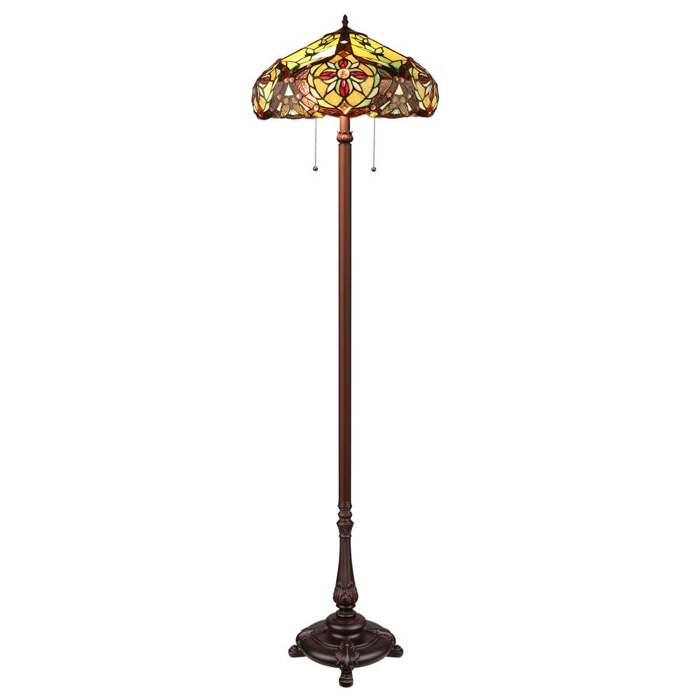 CORA Victorian-Style 2-Light Dark Bronze Finish Floor Lamp 18" Wide