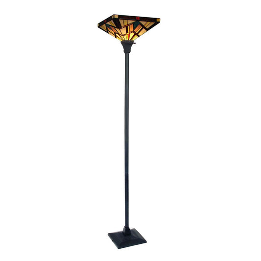 CHLOE Lighting VINCENT Tiffany-style Dark Bronze 1 Light Torchiere Lamp 14" Shade