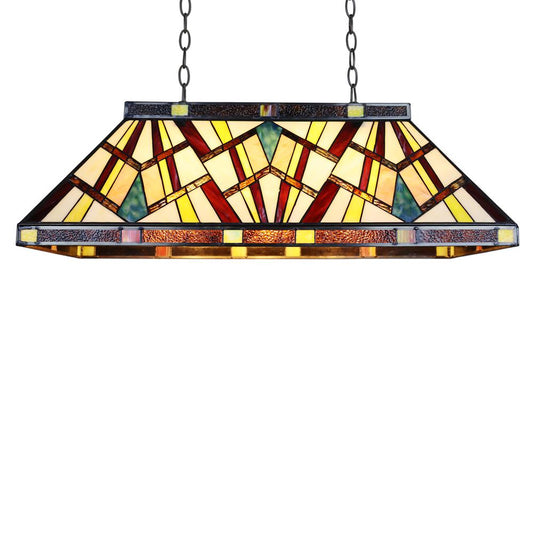 CHLOE Lighting VINCENT Mission Tiffany-Style 3 Light Island Pendant 28" Wide