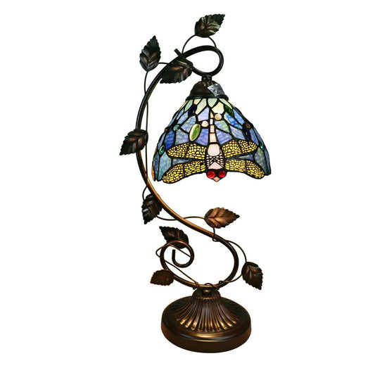 CHLOE Lighting SUNNIVA Dragonfly Tiffany-Style 1 Light Accent Table Lamp 8" Wide