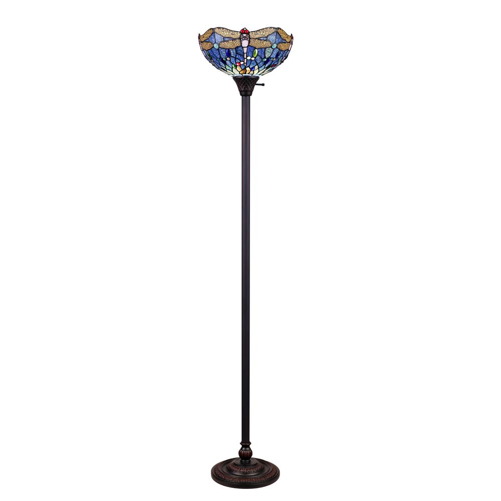 CHLOE Lighting SUNNIVA Dragonfly-Style Dark Bronze 1 Light Torchiere Floor Lamp 14" Wide