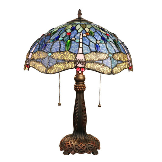 CHLOE Lighting SUNNIVA Dragonfly-Style Dark Bronze 2 Light Table Lamp 16" Wide