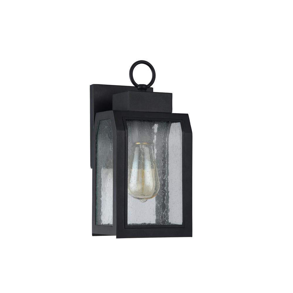 MILTON Industrial-style 1 Light  Textured Black Outdoor Wall Sconce 12" Tall