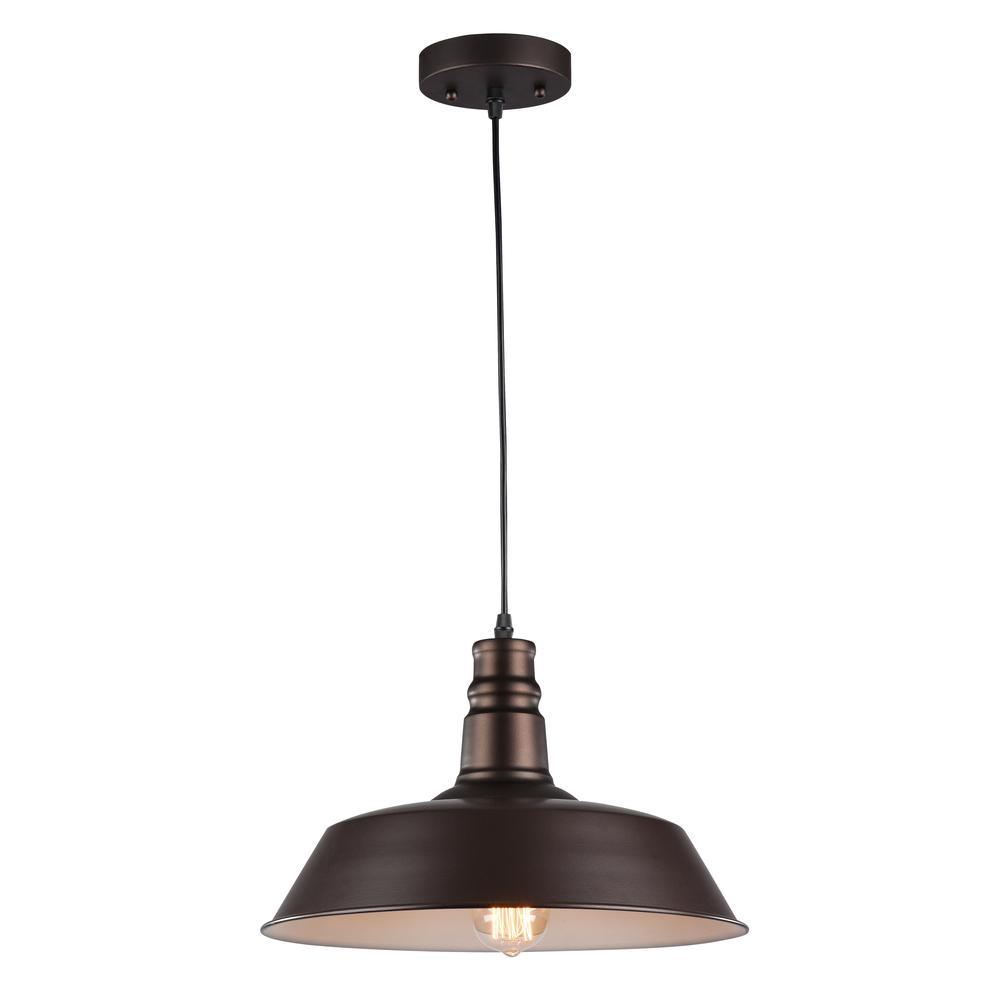 FRIEDRICH Industrial-style 1 Light Rubbed Bronze Ceiling Mini Pendant 14" Wide