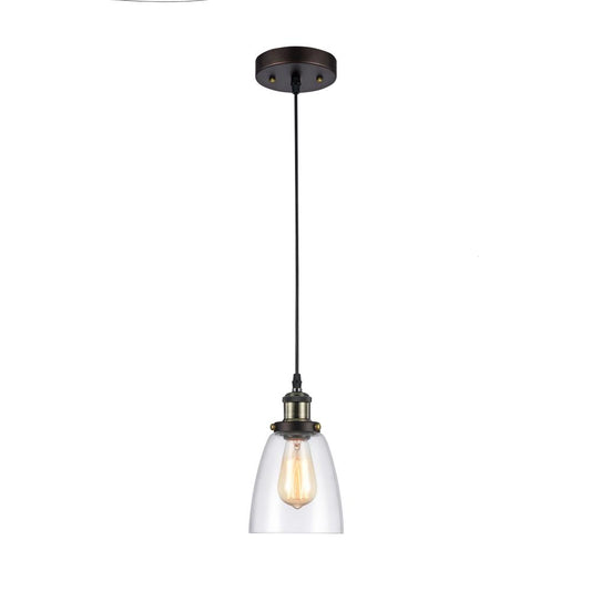 MANETTE Industrial-style 1 Light Rubbed Bronze Ceiling Mini Pendant 6" Shade