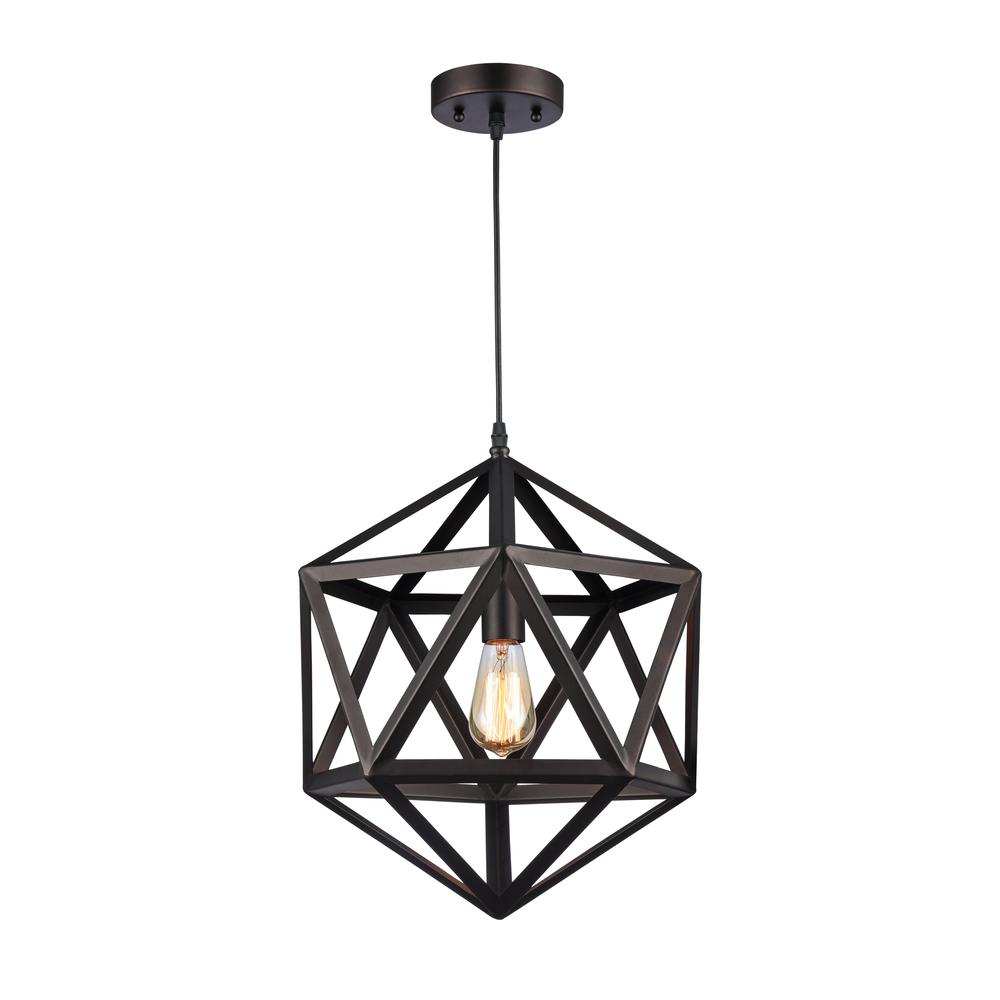 OSBERT Industrial-style 1 Light Rubbed Bronze Pendant 16" Wide